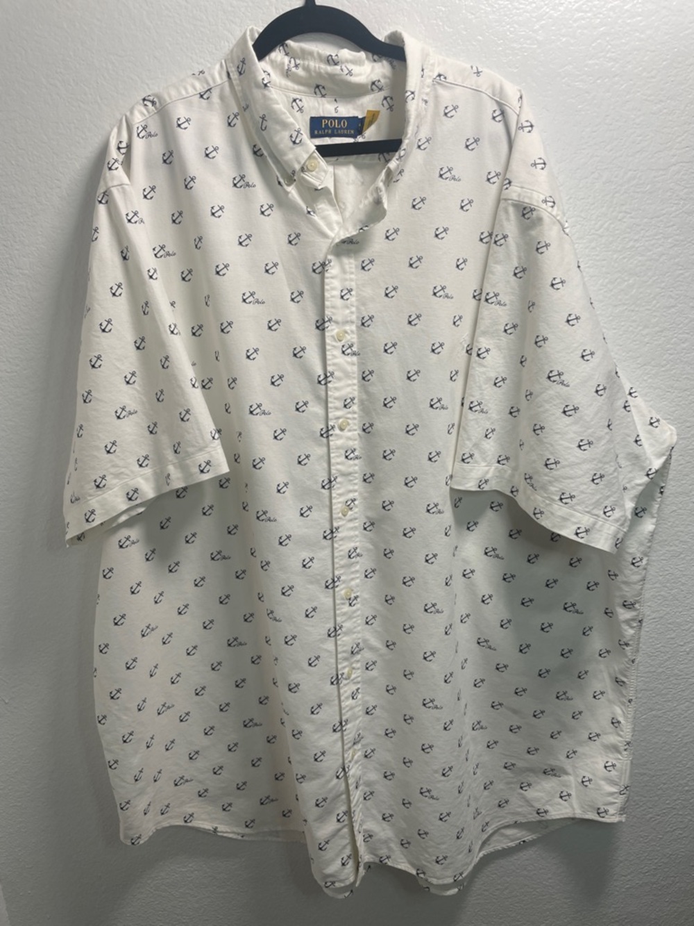 POLO Ralph Lauren Classic Fit Button-down Short Sleeve Anchor Print Shirt resort - Picture 2 of 5